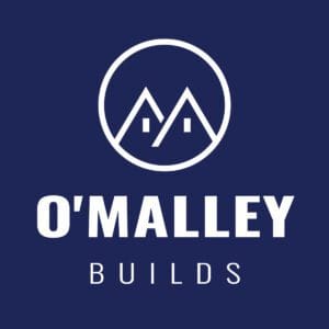 Logo of O'Malley Builds featuring stylized rooflines in a circle.